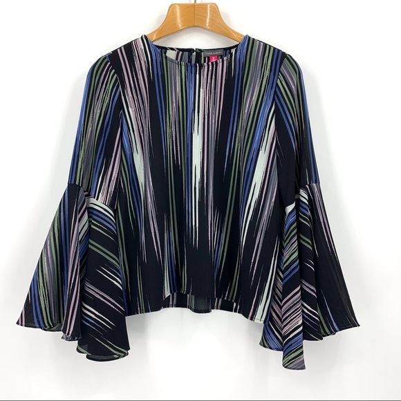 Vince Camuto Striped Print Flounce Sleeve Blouse, Medium - Picture 11 of 16